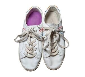 SOLUDOS Women's Sneakers 8 Leather Rainbow Embroidered Casual